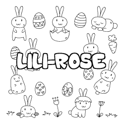 Coloring page first name LILI-ROSE - Easter background
