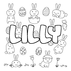 Coloring page first name LILLY - Easter background