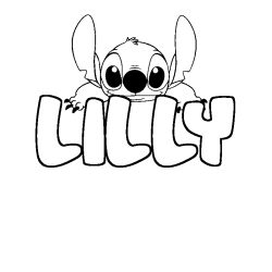 Coloring page first name LILLY - Stitch background