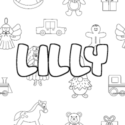 Coloring page first name LILLY - Toys background