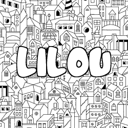 Coloring page first name LILOU - City background