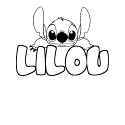 Coloring page first name LILOU - Stitch background