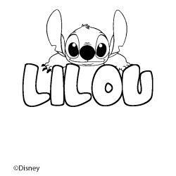 Coloring page first name LILOU - Stitch background