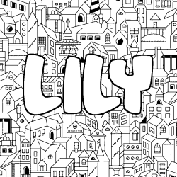 Coloring page first name LILY - City background
