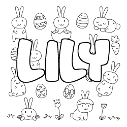 Coloring page first name LILY - Easter background