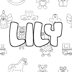 Coloring page first name LILY - Toys background