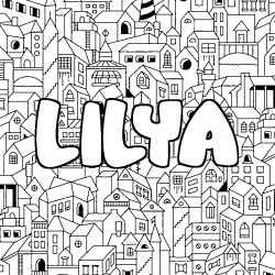 Coloring page first name LILYA - City background