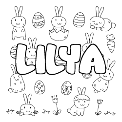 Coloring page first name LILYA - Easter background