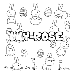 Coloring page first name LILY-ROSE - Easter background