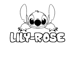 Coloring page first name LILY-ROSE - Stitch background