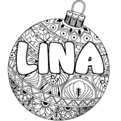 Coloring page first name LINA - Christmas tree bulb background