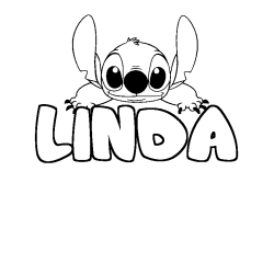 Coloring page first name LINDA - Stitch background