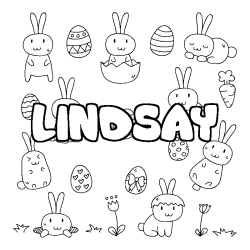 Coloring page first name LINDSAY - Easter background