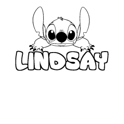 Coloring page first name LINDSAY - Stitch background