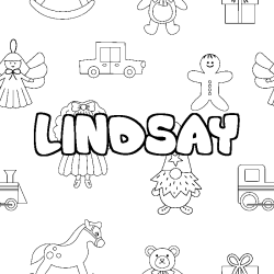 Coloring page first name LINDSAY - Toys background