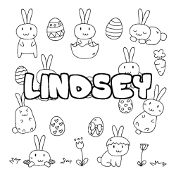 Coloring page first name LINDSEY - Easter background