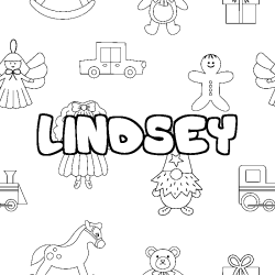 Coloring page first name LINDSEY - Toys background