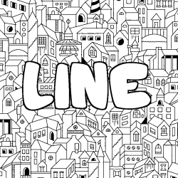 Coloring page first name LINE - City background