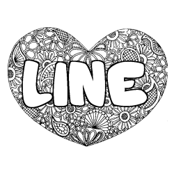 Coloring page first name LINE - Heart mandala background