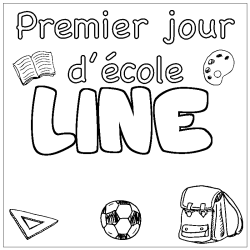 Coloring page first name LINE - School First day background