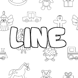 Coloring page first name LINE - Toys background