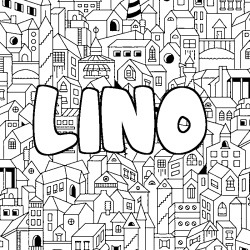 Coloring page first name LINO - City background