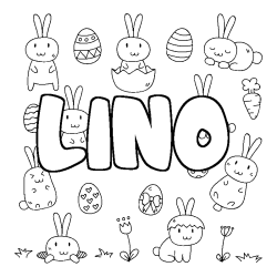 Coloring page first name LINO - Easter background