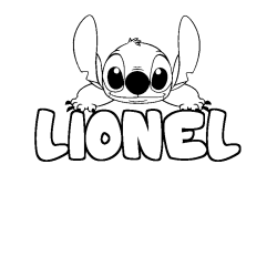 Coloring page first name LIONEL - Stitch background
