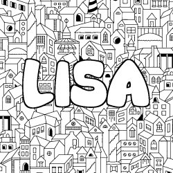 Coloring page first name LISA - City background