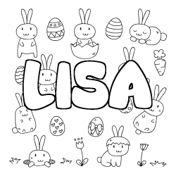 Coloring page first name LISA - Easter background