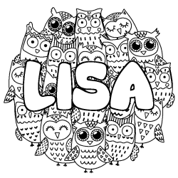 Coloring page first name LISA - Owls background