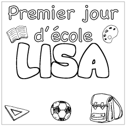 Coloring page first name LISA - School First day background