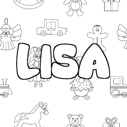 Coloring page first name LISA - Toys background