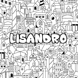 Coloring page first name LISANDRO - City background