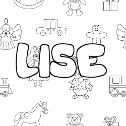 Coloring page first name LISE - Toys background