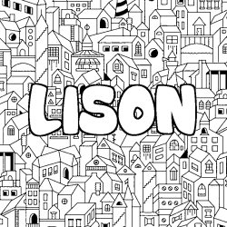 Coloring page first name LISON - City background
