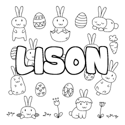 Coloring page first name LISON - Easter background