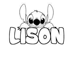 Coloring page first name LISON - Stitch background