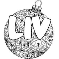 Coloring page first name LIV - Christmas tree bulb background