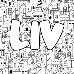 Coloring page first name LIV - City background