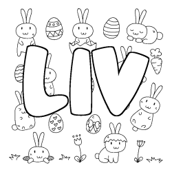 Coloring page first name LIV - Easter background