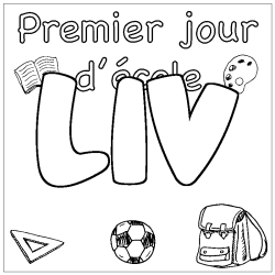 Coloring page first name LIV - School First day background