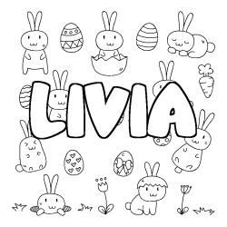 Coloring page first name LIVIA - Easter background