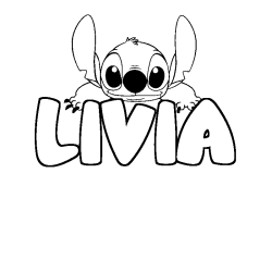 Coloring page first name LIVIA - Stitch background