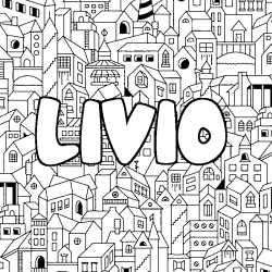 Coloring page first name LIVIO - City background