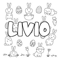 Coloring page first name LIVIO - Easter background