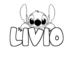 Coloring page first name LIVIO - Stitch background