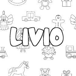 Coloring page first name LIVIO - Toys background