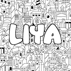 Coloring page first name LIYA - City background