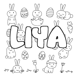 Coloring page first name LIYA - Easter background